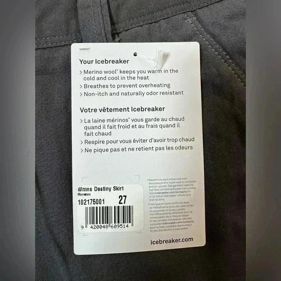Icebreaker Women's Destiny Skirt Lightweight Merino Wool Blend  Size 27 Grey - Picture 7 of 11